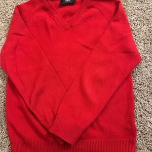 Next Red V-Neck Sweater with Ribbed Texture
